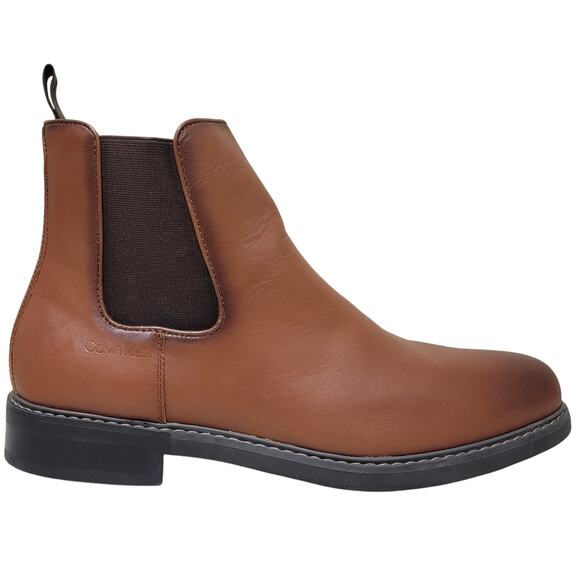 Calvin Klein Men Fenwick Ankle Chelsea Boots Size US 10.5M Medium Brown Leather - Picture 3 of 5